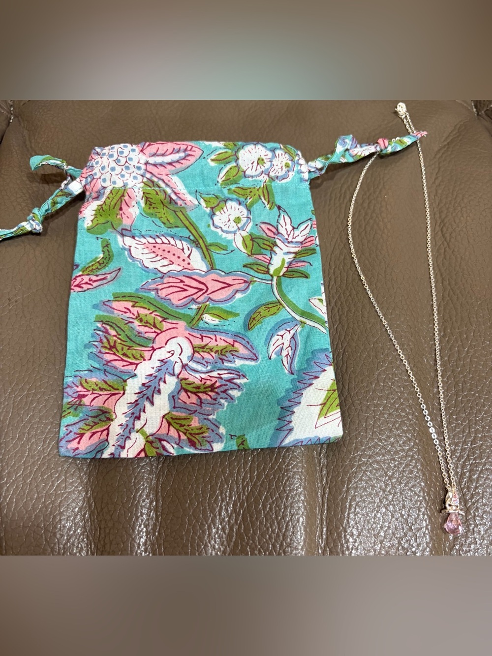 Sterling silver necklace with pink pacifier charm